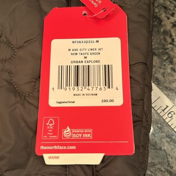 The North Face urban explore taupe green jacket NWT M - Picture 13 of 13